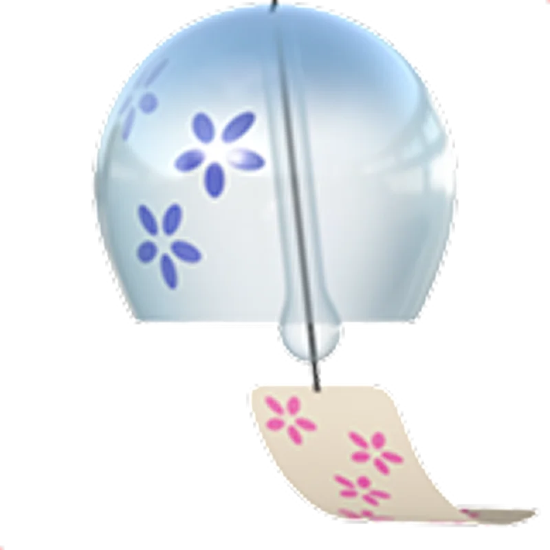 Blue Glass Wind Chime with Floral Paper | Free PNG