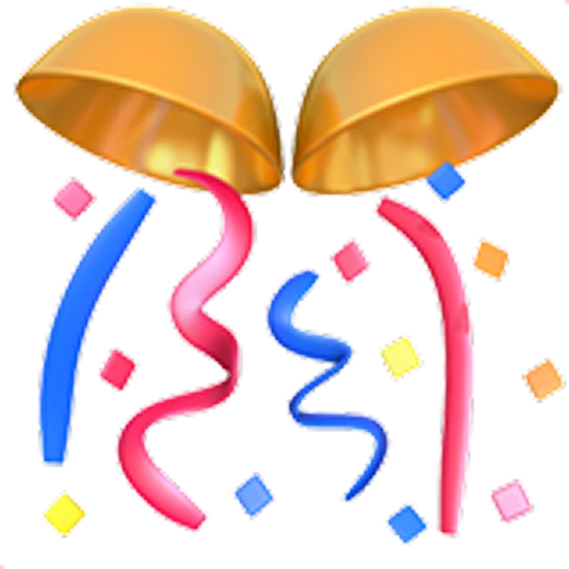 Golden Party Poppers with Colorful Streamers and Confetti Free PNG