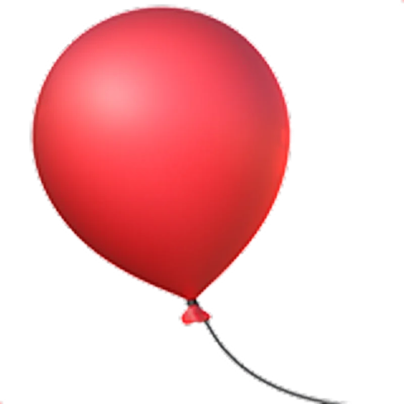 Glossy Red Balloon with String Free PNG