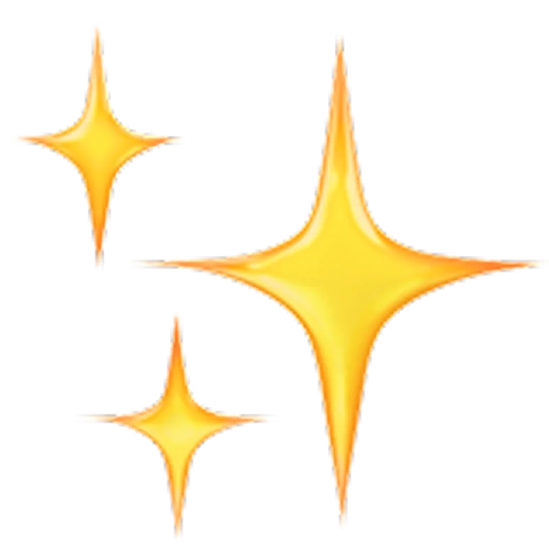 Three Golden Sparkle Stars Free PNG