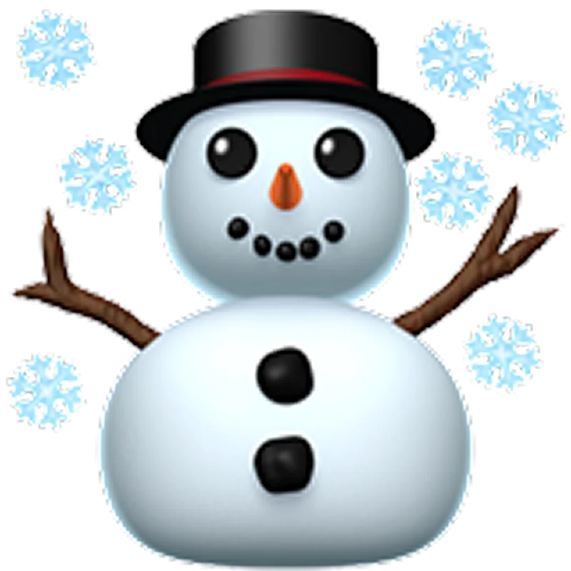 Cute Snowman with Blue Snowflakes Free PNG