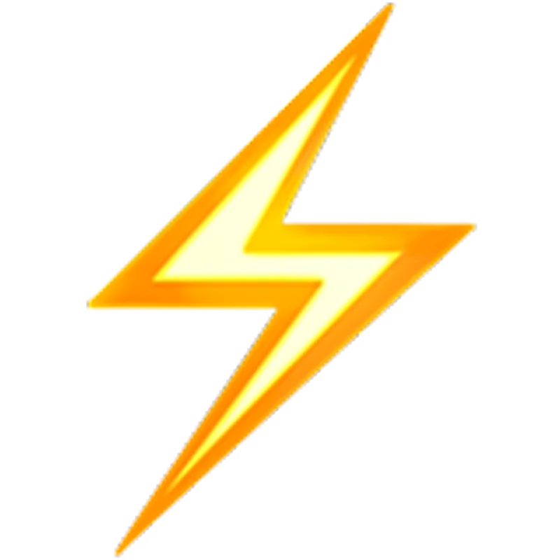 Yellow Lightning Bolt with Orange Edge Free PNG