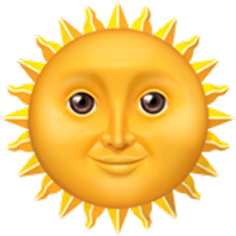 Smiling Golden Sun Face Free PNG