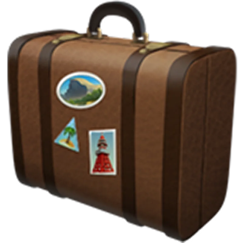 Vintage Brown Suitcase with Travel Stickers Free PNG