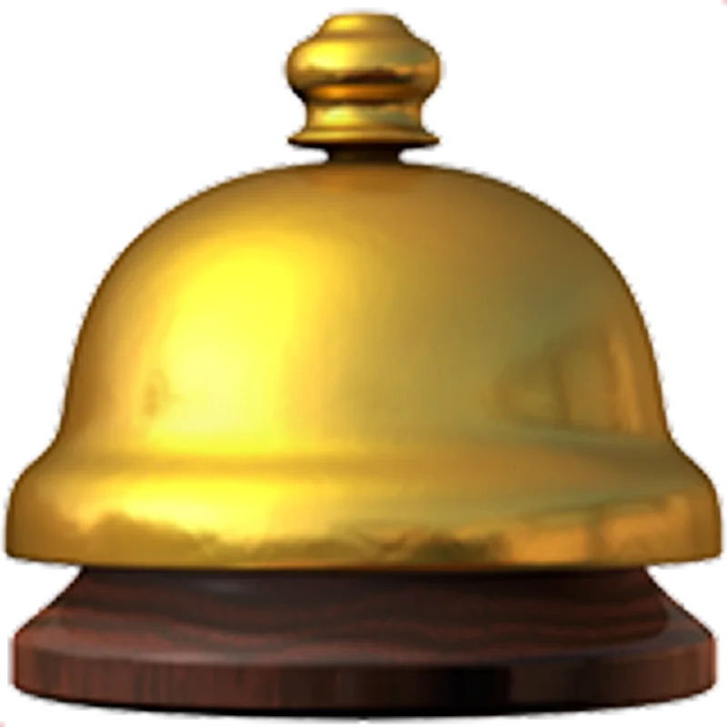 Gold Hotel Service Bell on Wooden Base Free PNG