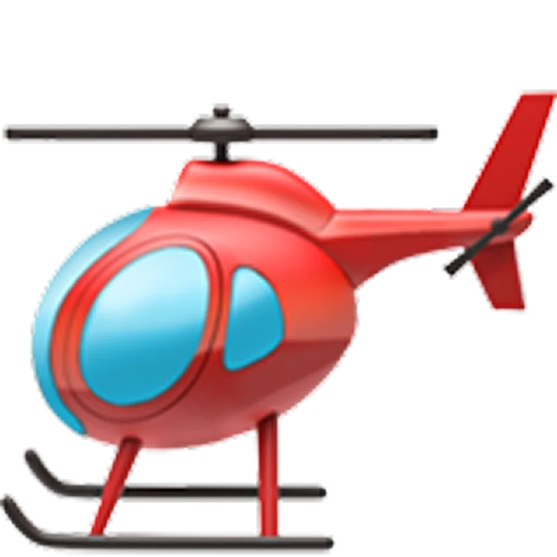 Glossy Red Cartoon Helicopter with Blue Windows | Free PNG
