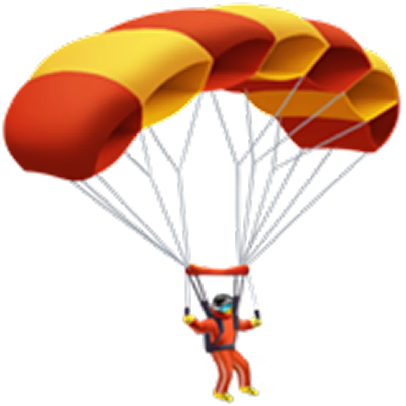 Orange and Yellow Parachute with Skydiver Free PNG