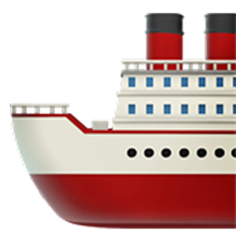 Red and White Passenger Ship Free PNG