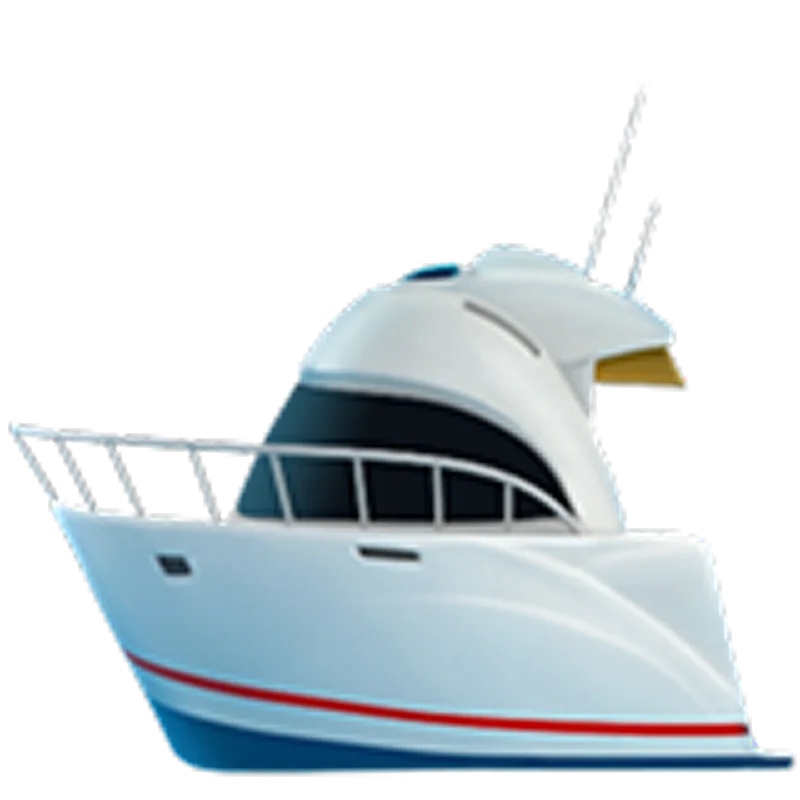 White Motor Yacht with Red Hull Stripe Free PNG