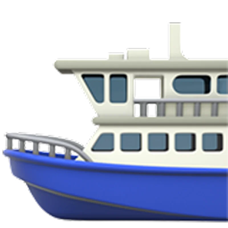 Blue and White Passenger Boat Free PNG