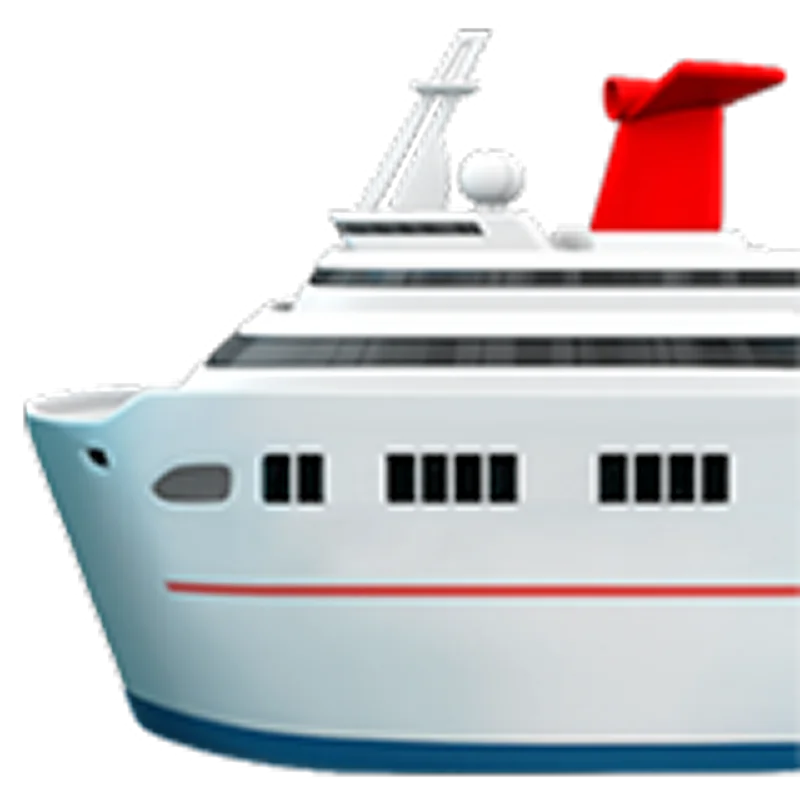White Cruise Ship Bow with Red Funnel - Free PNG