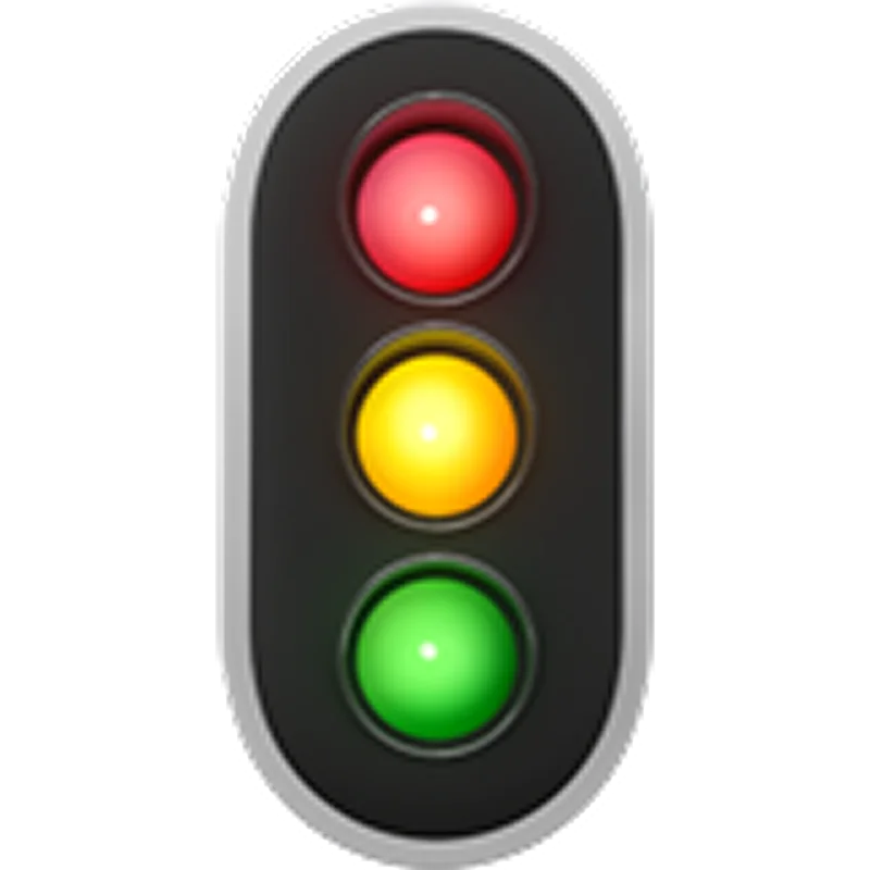 Vertical Traffic Light with Red, Yellow, and Green Signals | Free PNG