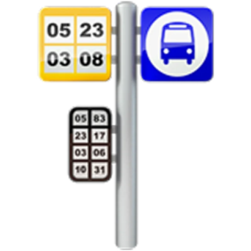Bus Stop Sign and Timetable Pole Free PNG