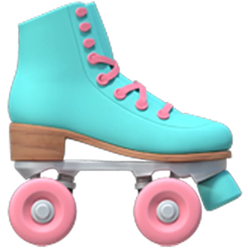 Turquoise Roller Skate with Pink Wheels Free PNG