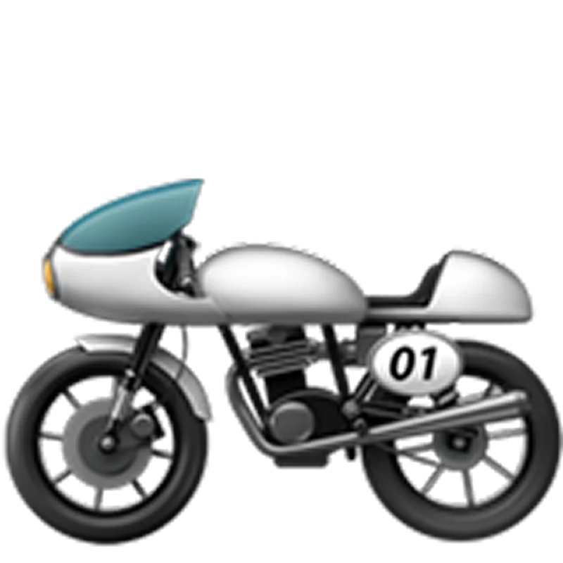 Silver Café Racer Motorcycle with Number 01 Free PNG