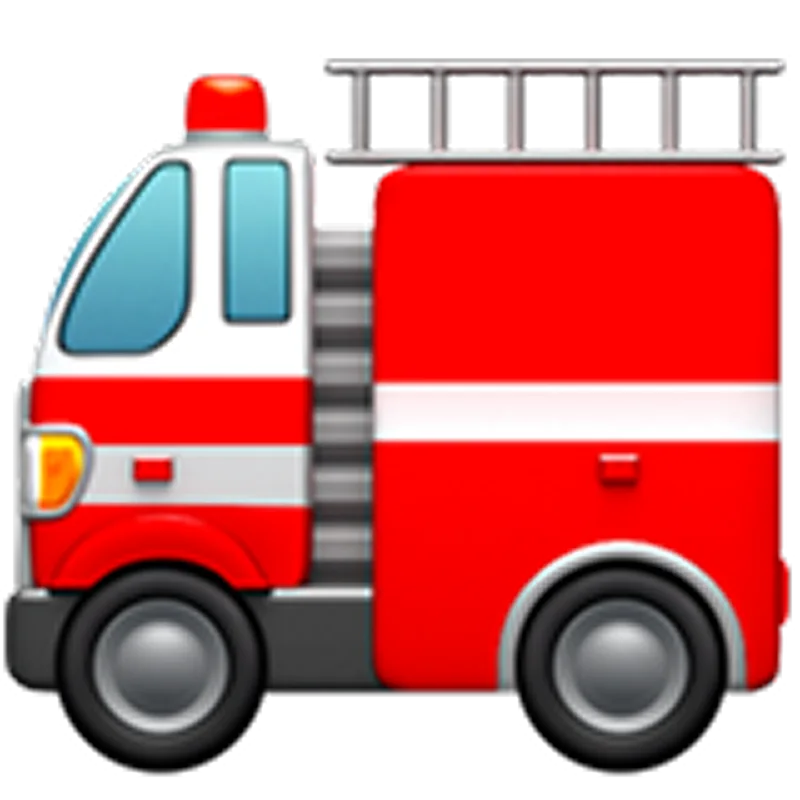 Red Cartoon Fire Truck with Roof Ladder Free PNG