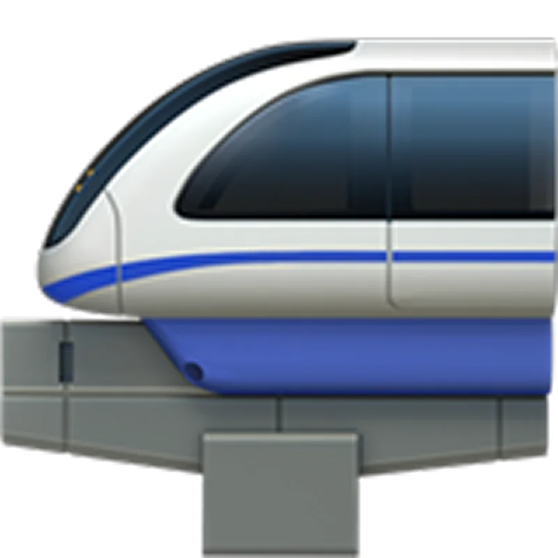 Modern Blue and White Train on an Elevated Track - Free PNG