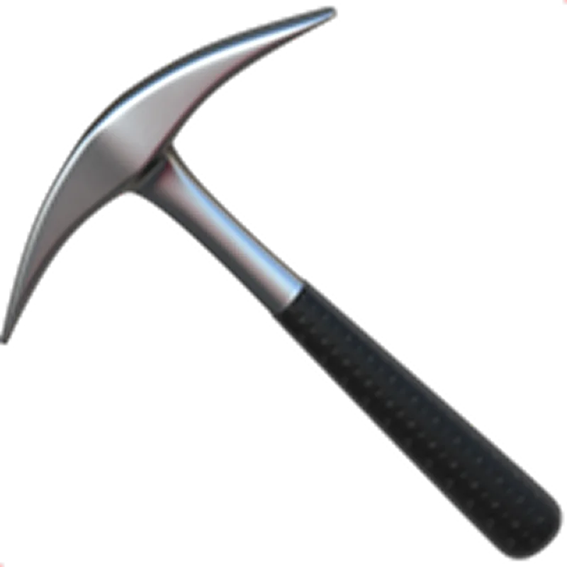 Curved Silver Ice Axe with Black Grip Free PNG