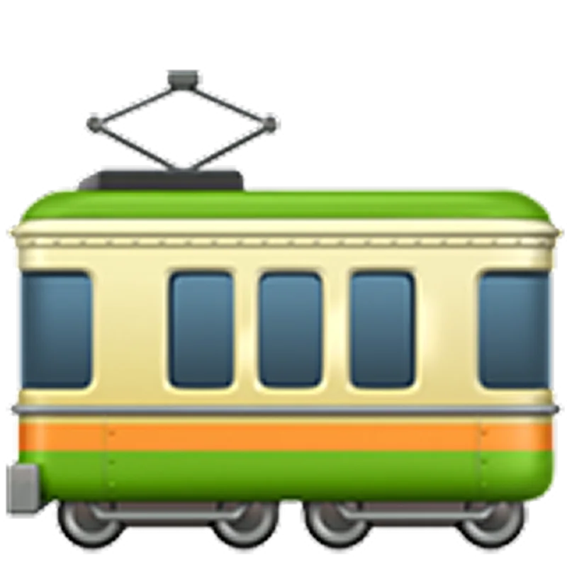 Green and Cream Electric Streetcar Free PNG