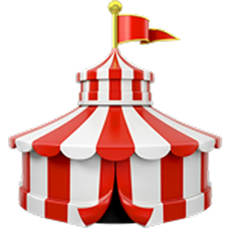 Red and White Circus Tent with Flag Free PNG