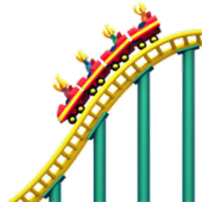 Red Roller Coaster Climbing a Yellow Track Free PNG