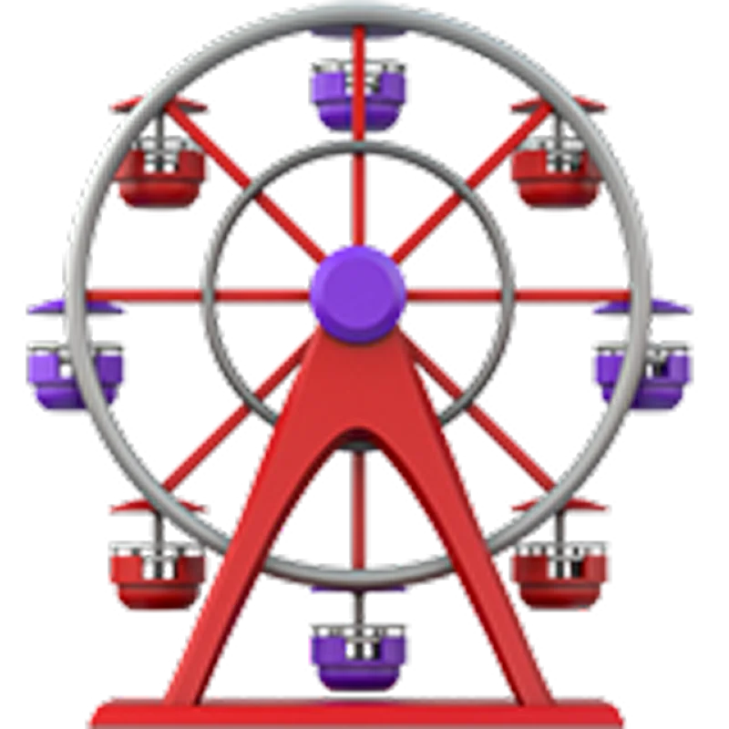 Colorful Ferris Wheel Ride Illustration Free PNG