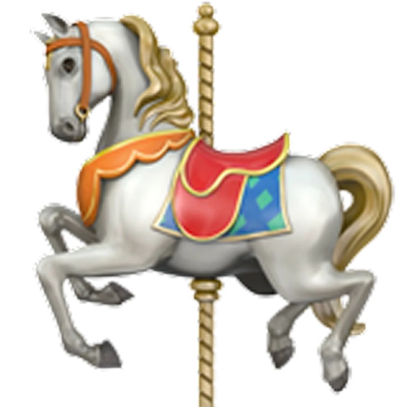 White Carousel Horse with Colorful Saddle Free PNG