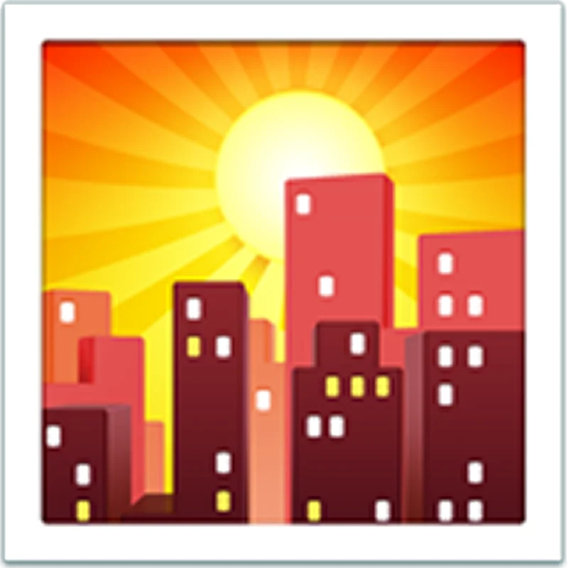 Sunrise Over a Colorful City Skyline Free PNG