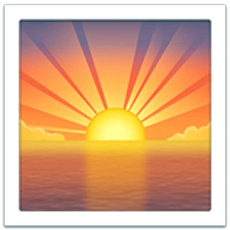 Sunrise Over Water Illustration in a Frame - Free PNG