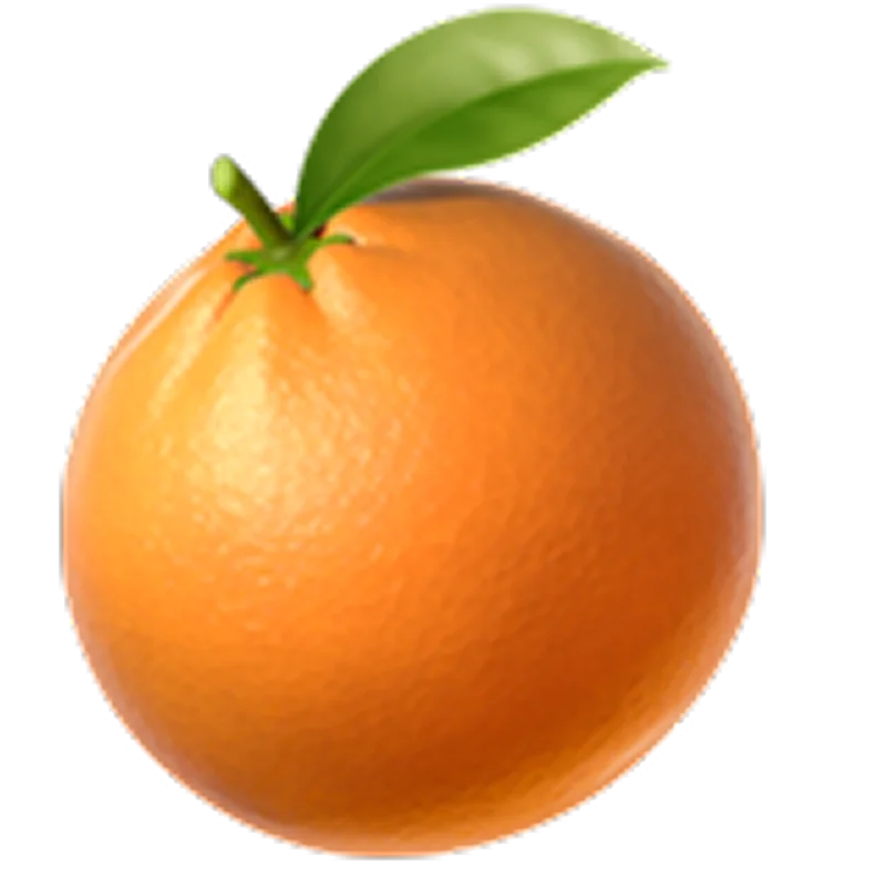 Ripe Orange with Green Leaf – Free PNG