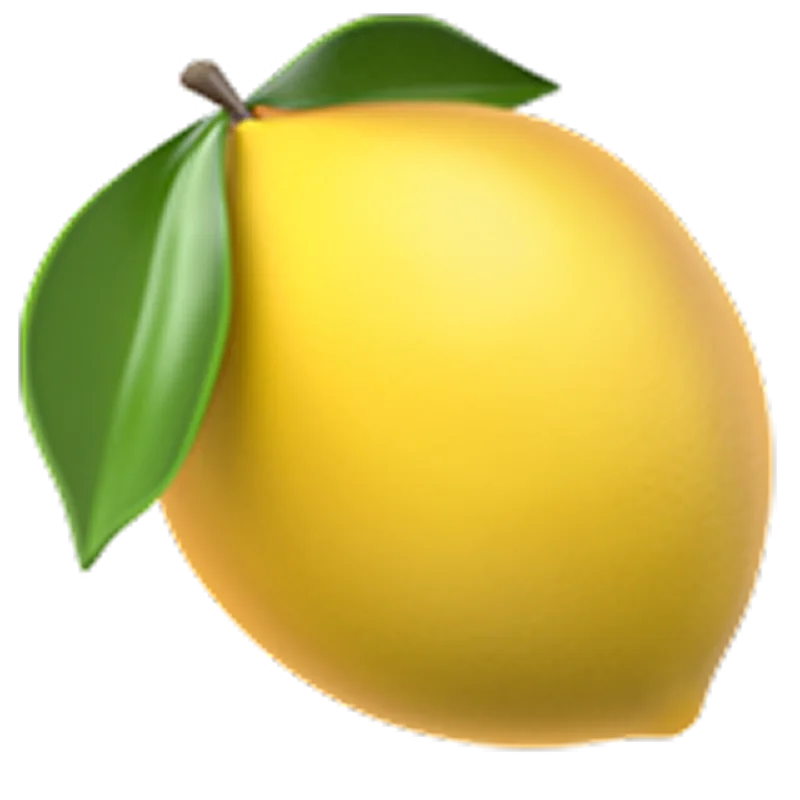 Yellow Lemon with Green Leaf Free PNG