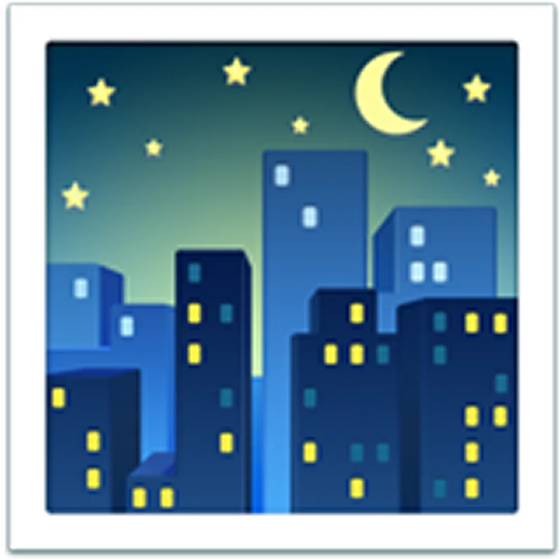 Night City Skyline with Moon and Stars – Free PNG
