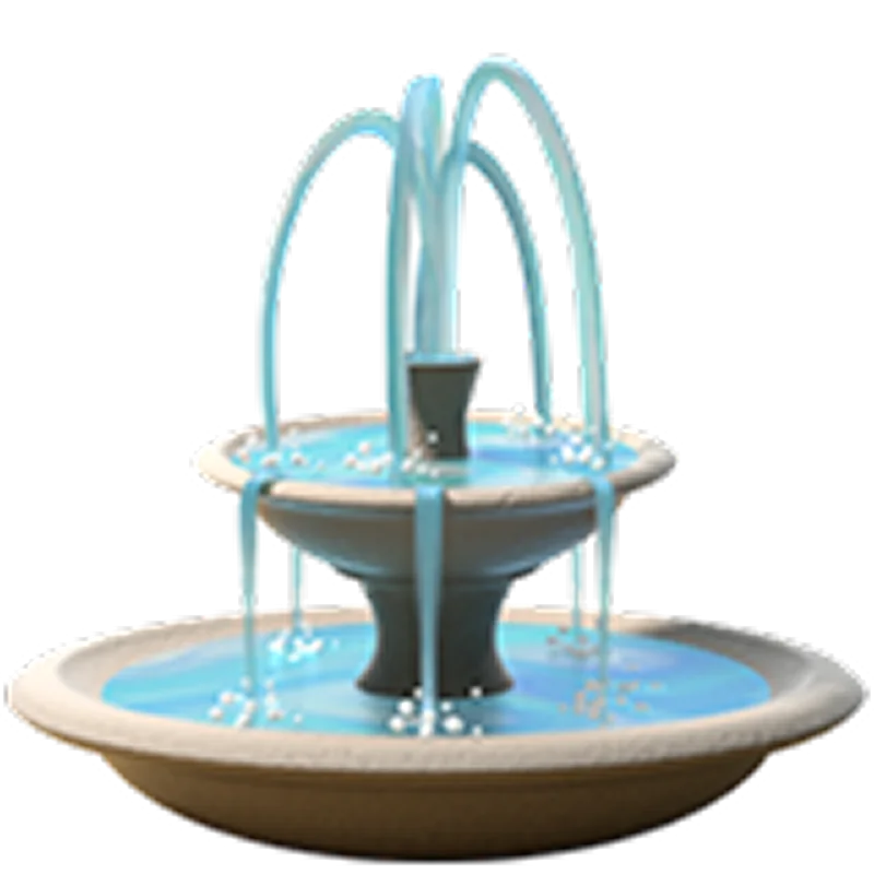 Two-Tier Garden Fountain with Turquoise Water Free PNG