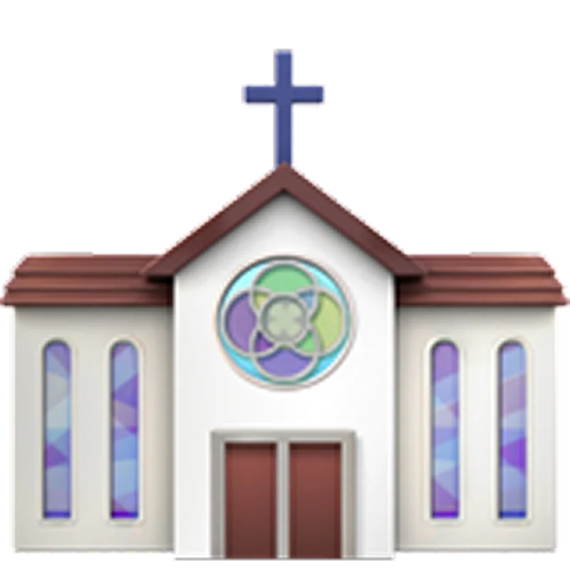 Small Church Icon with Blue Cross and Stained Glass | Free PNG