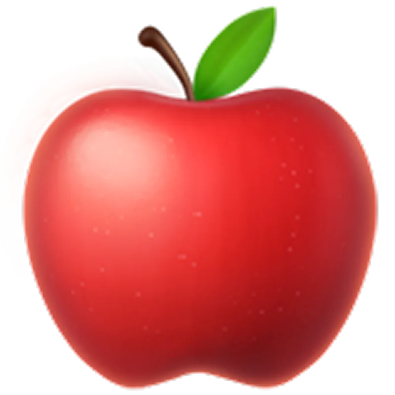 Glossy Red Apple with Green Leaf - Free PNG