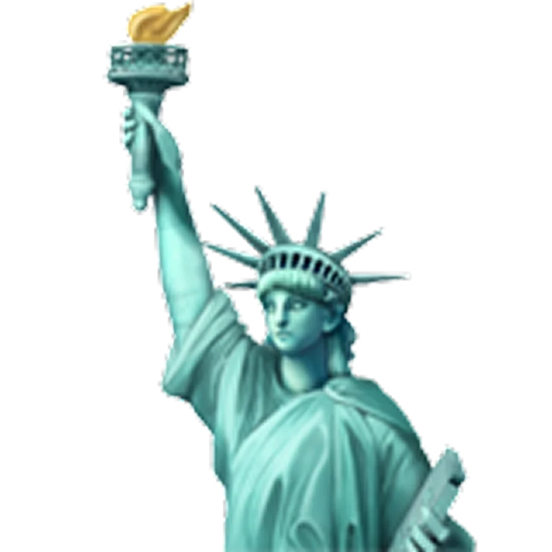 Turquoise Statue of Liberty with Golden Torch Free PNG