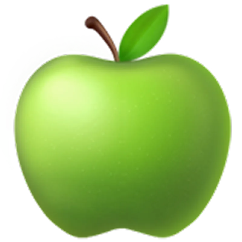 Glossy Green Apple with Leaf - Free PNG