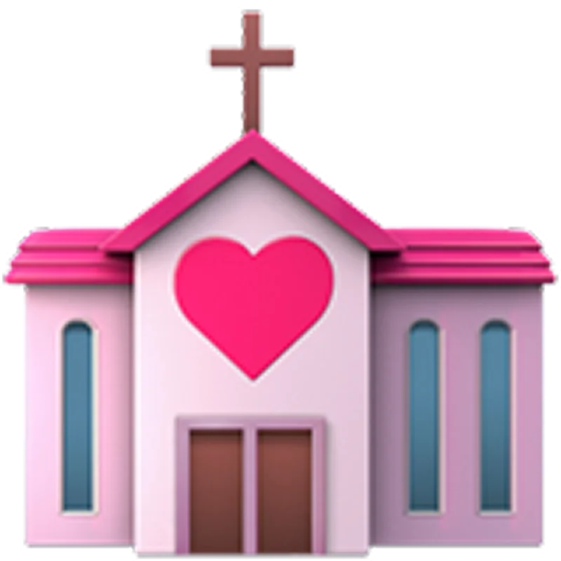 Pink Church with Heart and Cross Free PNG