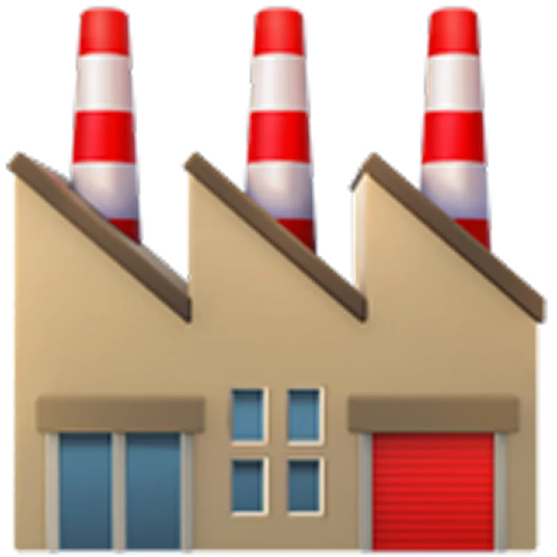 Beige Factory with Three Red-and-White Smokestacks Free PNG