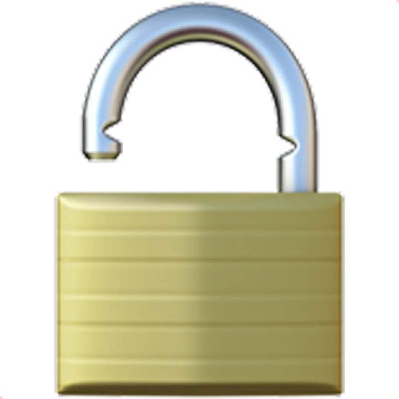 Open Gold Padlock with Silver Shackle Free PNG