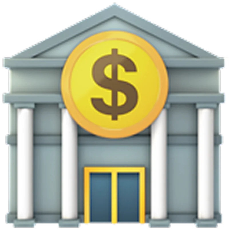 Bank Building with Gold Dollar Coin Free PNG