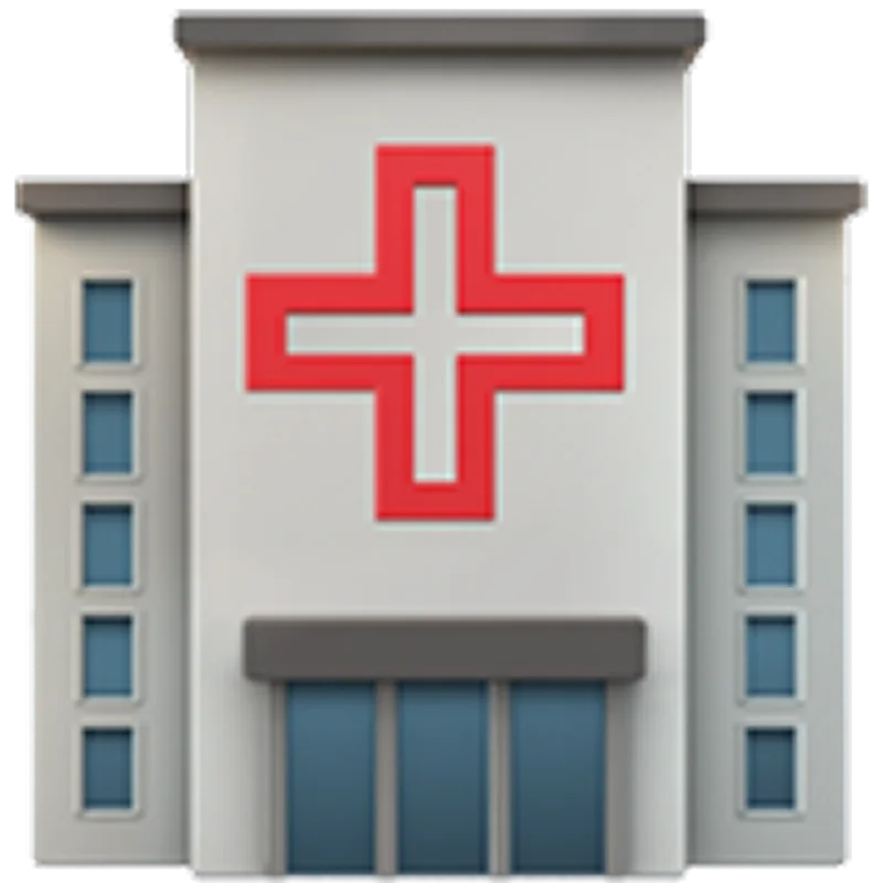 Hospital Building with Red Medical Cross Free PNG