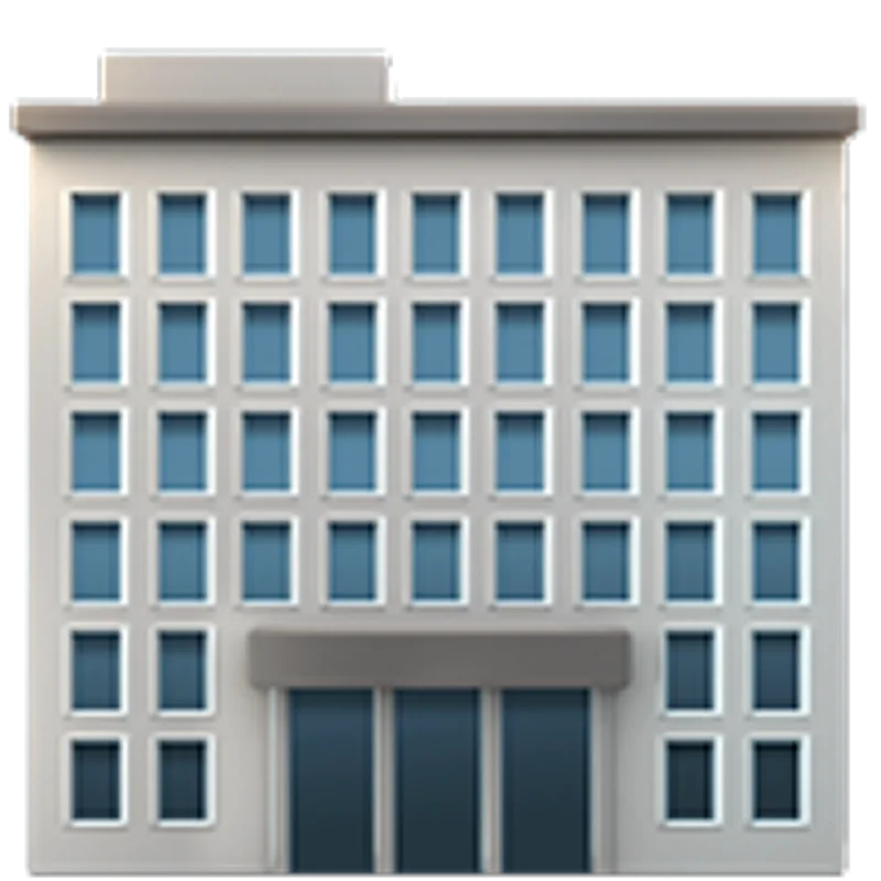 Gray Office Building Icon with Blue Windows - Free PNG