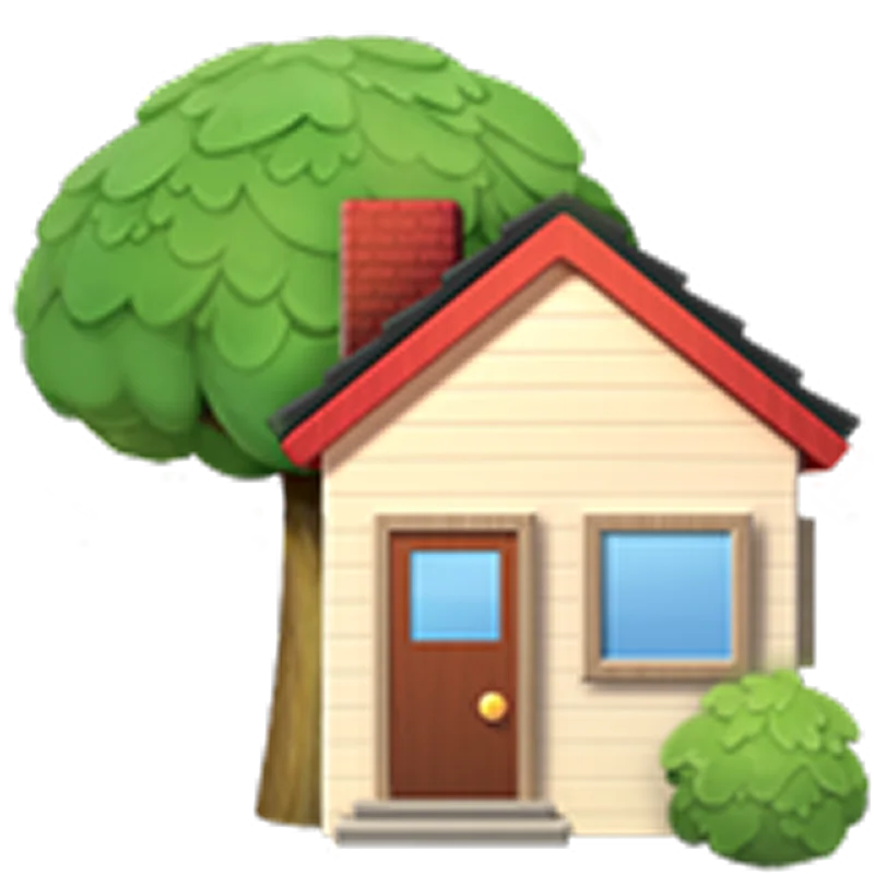 Free PNG Cartoon House with Tree and Bush