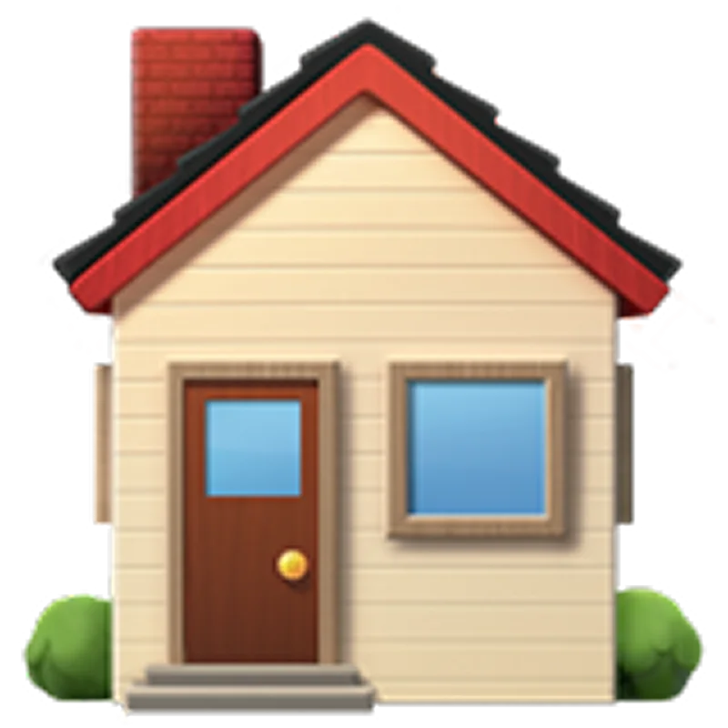 Small Illustrated House with Red Roof and Blue Window | Free PNG