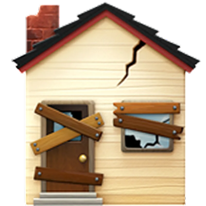 Damaged Boarded-Up House Illustration Free PNG