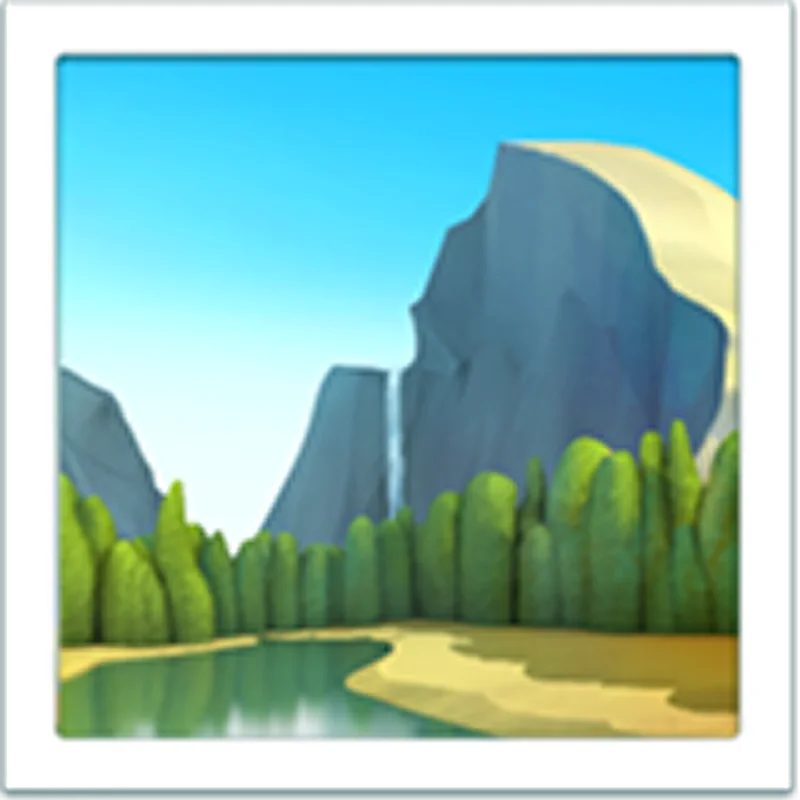 Illustrated Mountain River Landscape Free PNG