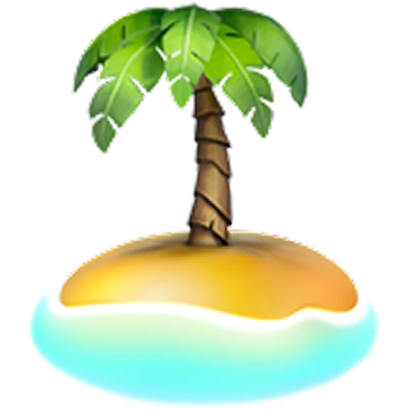Cartoon Tropical Island with Palm Tree Free PNG
