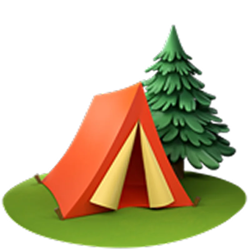 Orange Camping Tent and Evergreen Tree Free PNG