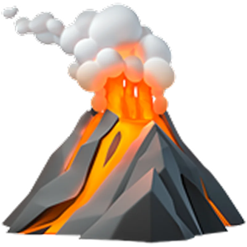 Erupting Volcano with Orange Lava and Smoke - Free PNG